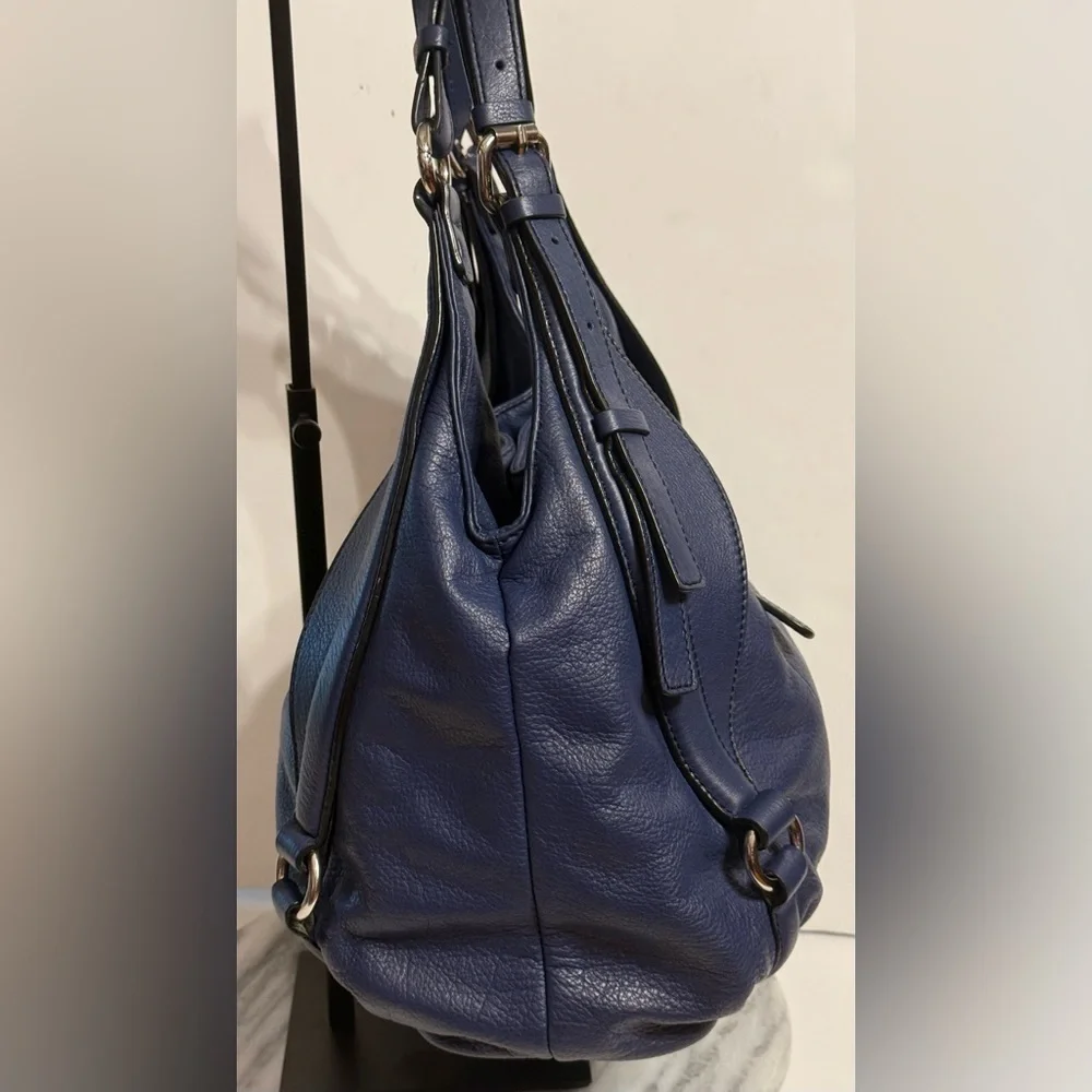 Barr & Barr New York Hobo Blue Shoulder Bag Leather Silver Hardware